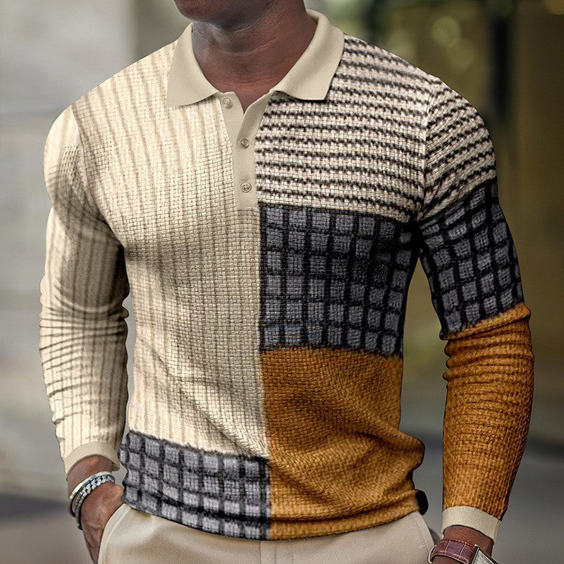 Men's 3D Printing Casual Retro Long Sleeve T-shirt