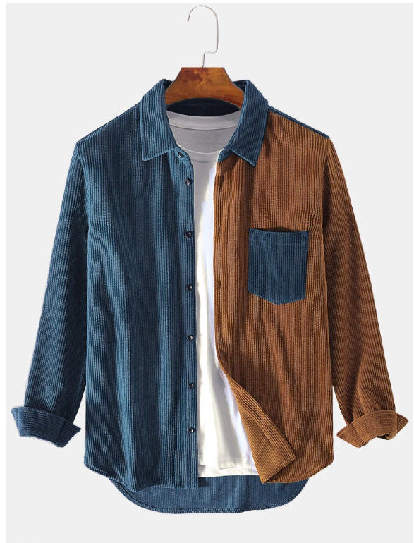Patchwork casual loose Long Sleeve Shirt