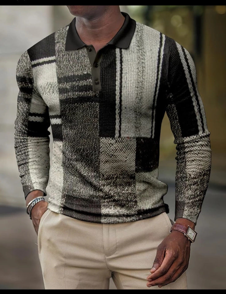 Men's 3D Printing Casual Retro Long Sleeve T-shirt