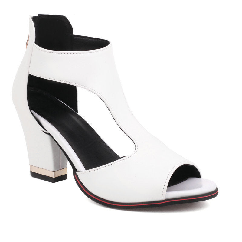 Women's Heel Peep Toe Sandals with Back Zip
