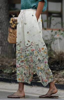 Aussie Floral Summer Pants – Printed Drawstring Casual Trousers for Women
