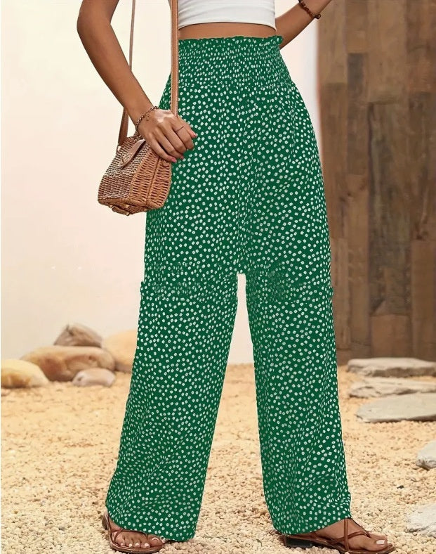 Polka Dot High Waist Straight-Leg Women's Trousers – Comfy Fit