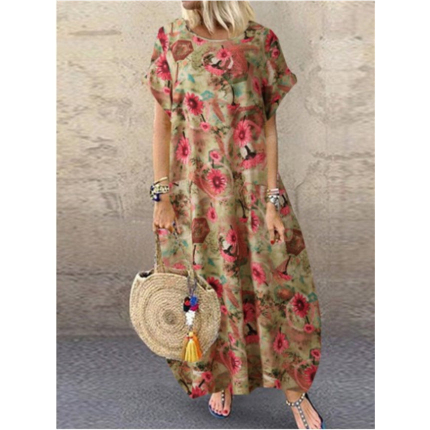 Joline | Round Neck Loose Fit Floral Dress for Women