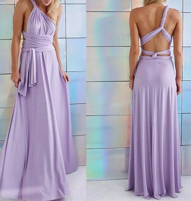Amelia | Halter Crossover Backless Flow Dress | Milk Silk Bandage Gown