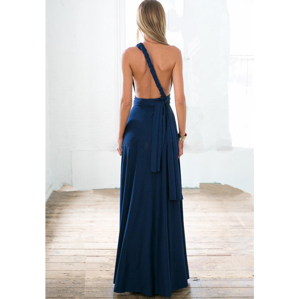 Amelia | Halter Crossover Backless Flow Dress | Milk Silk Bandage Gown