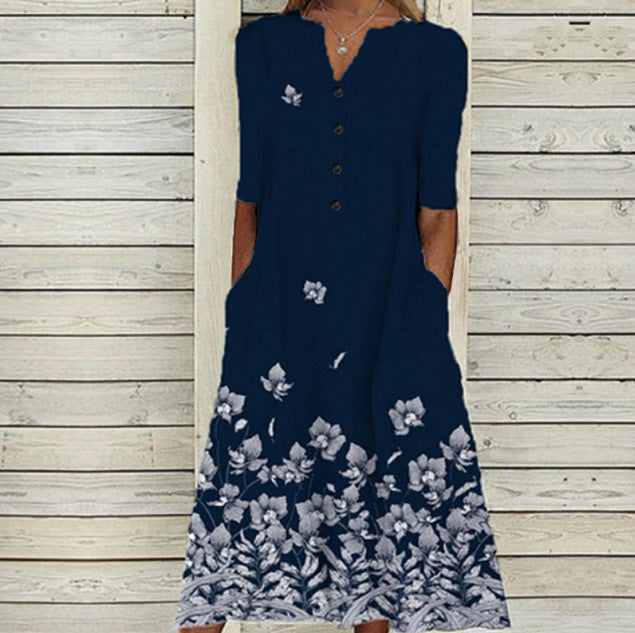 Agnese | Floral Butterfly V-Neck Midi Dress for Women