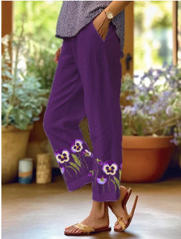 Aussie Floral Summer Pants – Printed Drawstring Casual Trousers for Women