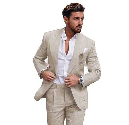 Damian | Men's Slim Fit Linen Two-Piece Suit Set