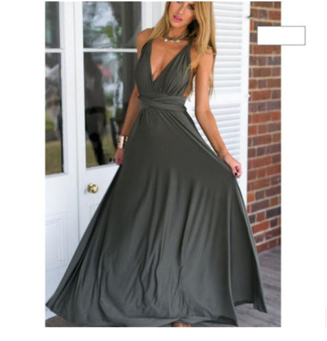 Amelia | Halter Crossover Backless Flow Dress | Milk Silk Bandage Gown