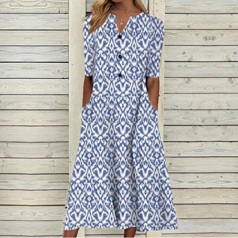 Agnese | Floral Butterfly V-Neck Midi Dress for Women