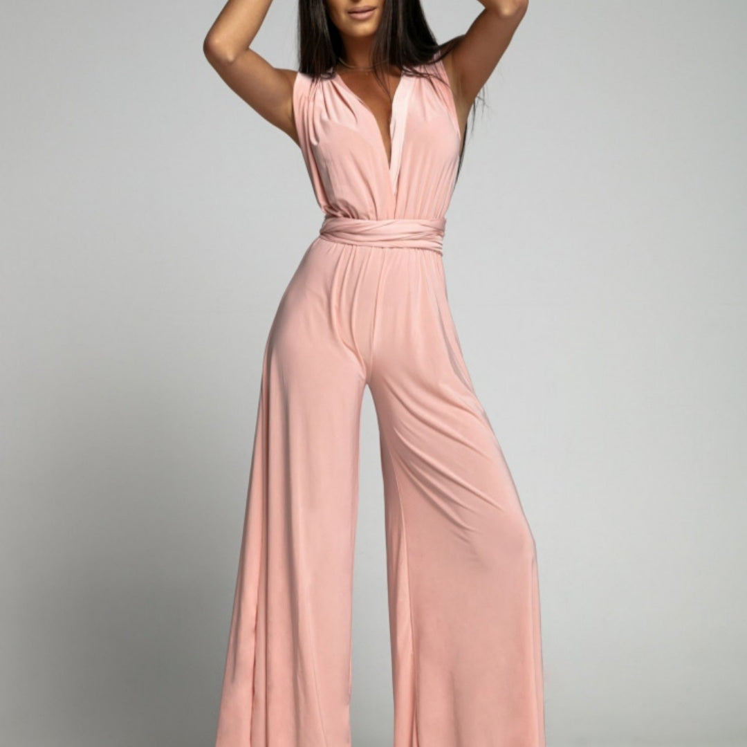 Harper | Elegant Sleeveless Wide-Leg V-Neck Jumpsuit – Backless Style