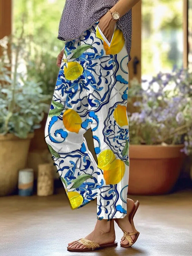 Aussie Floral Summer Pants – Printed Drawstring Casual Trousers for Women