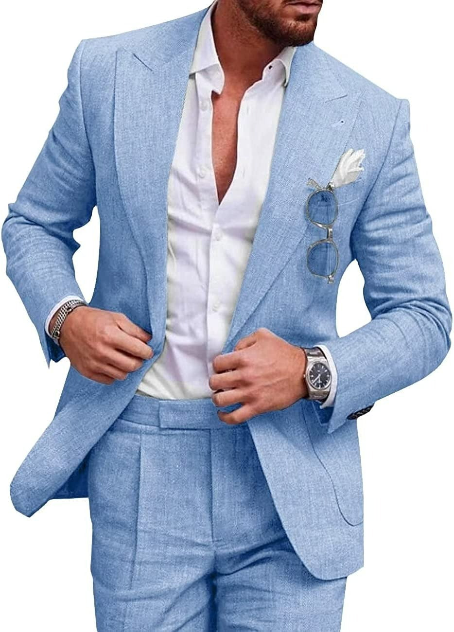 Damian | Men's Slim Fit Linen Two-Piece Suit Set