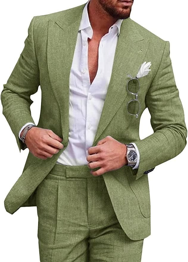 Damian | Men's Slim Fit Linen Two-Piece Suit Set