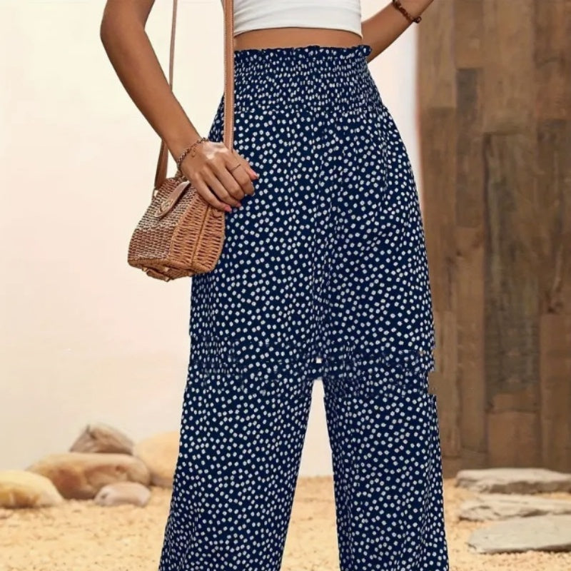 Polka Dot High Waist Straight-Leg Women's Trousers – Comfy Fit