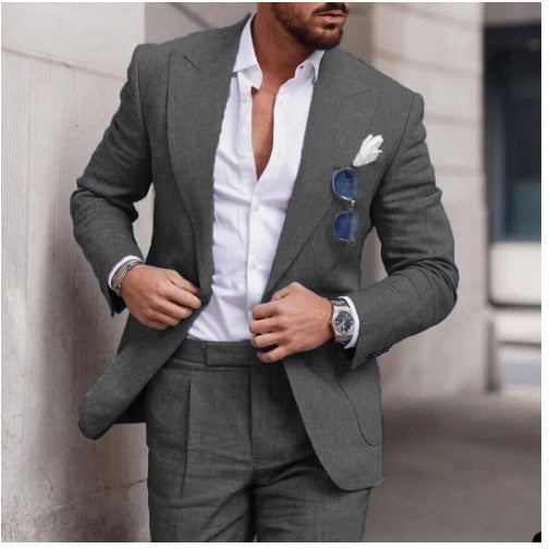 Damian | Men's Slim Fit Linen Two-Piece Suit Set