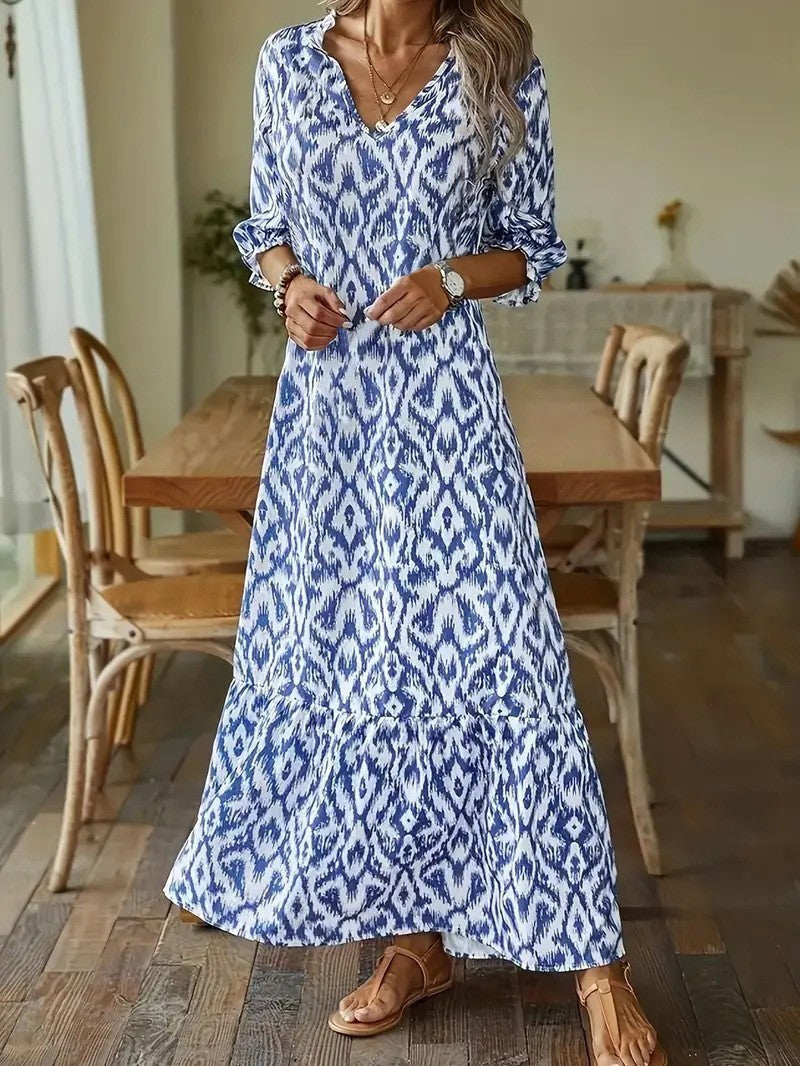 Averie | Bohemian Long Sleeve V-Neck Casual Dress