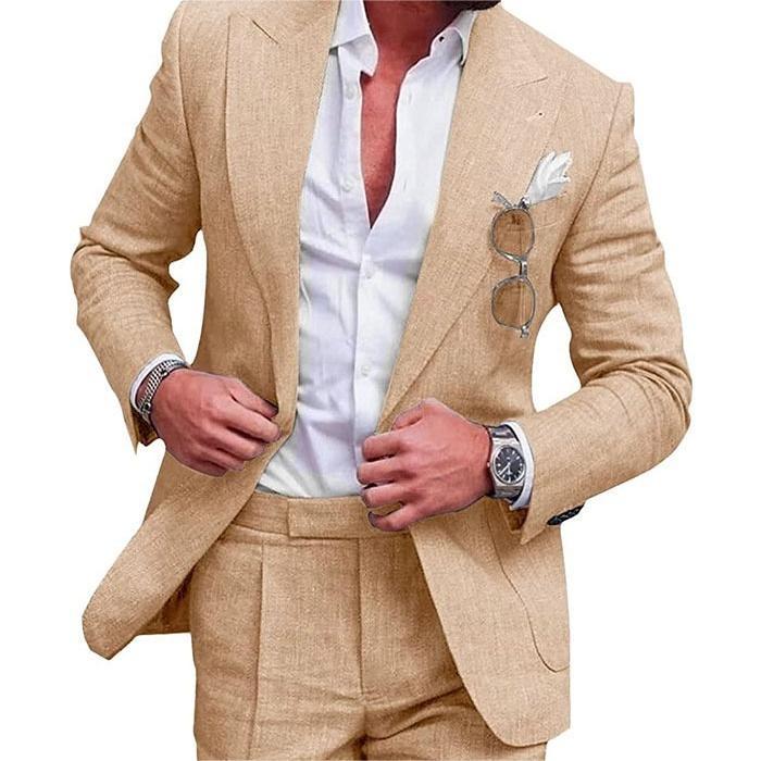 Damian | Men's Slim Fit Linen Two-Piece Suit Set