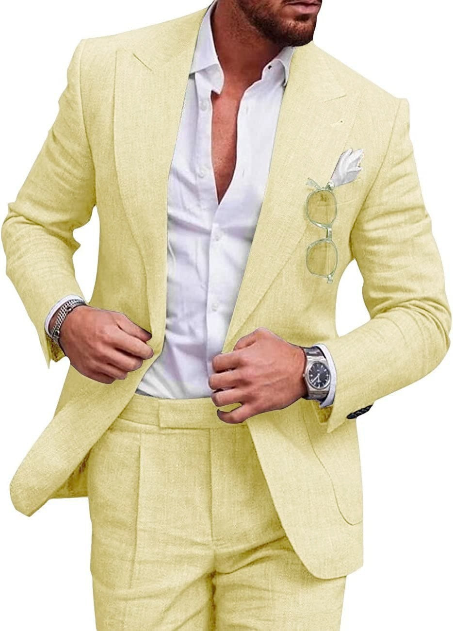 Damian | Men's Slim Fit Linen Two-Piece Suit Set