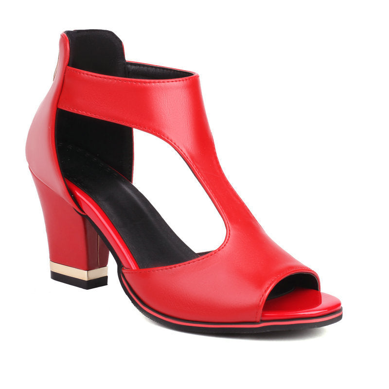 Women's Heel Peep Toe Sandals with Back Zip