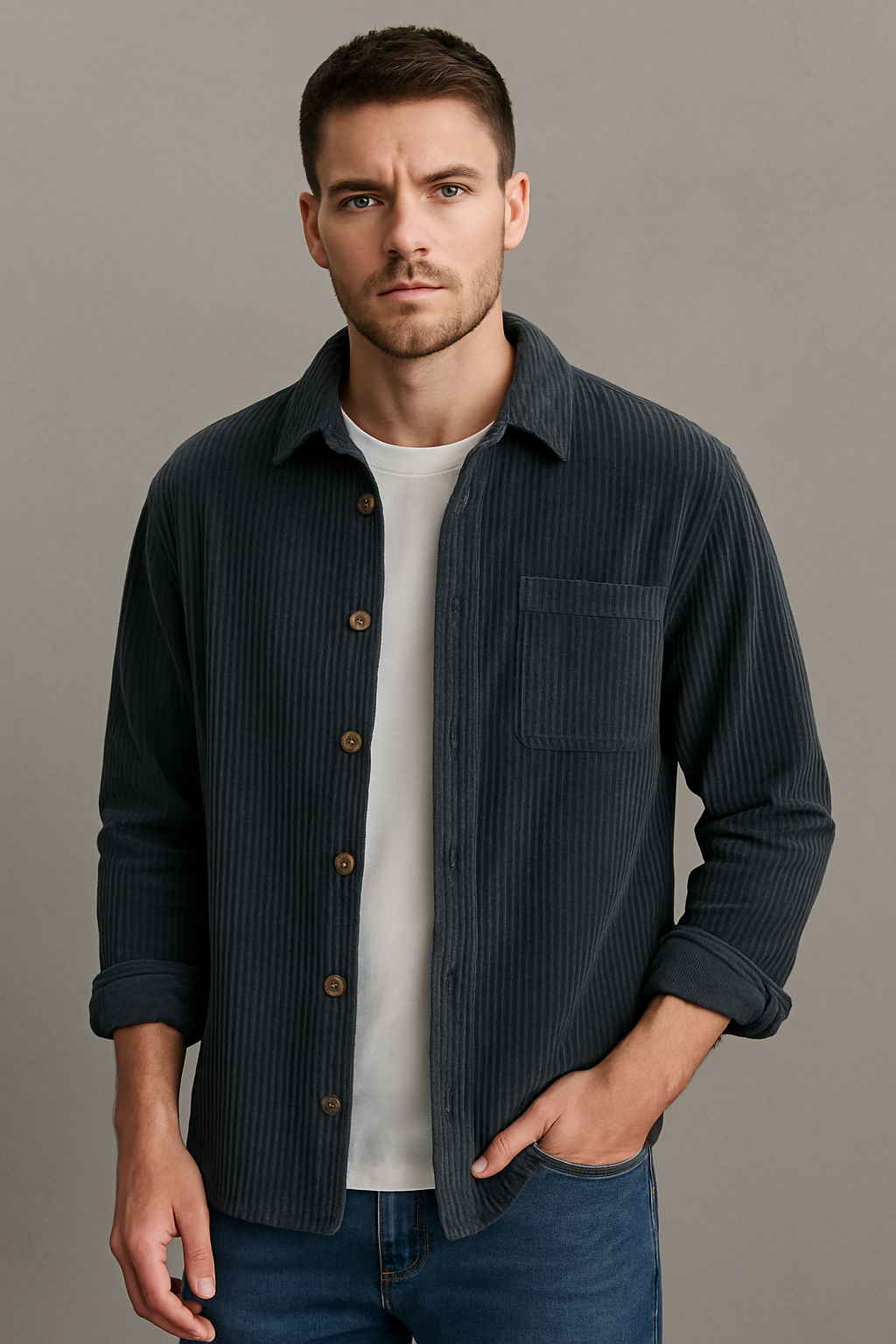 Luca | Men's Retro Corduroy Long-Sleeve Shirt
