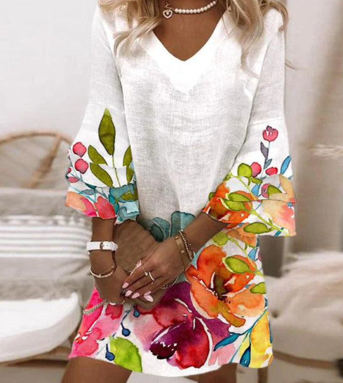 Sienna | 3D Floral Print Sleeveless Summer Dress