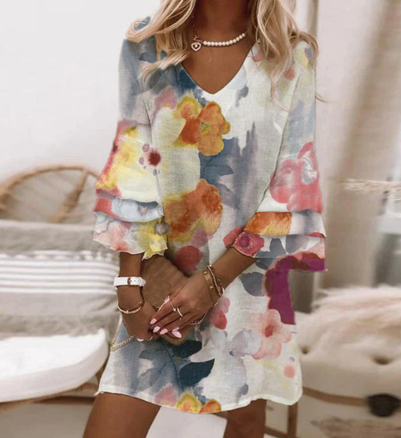 Sienna | 3D Floral Print Sleeveless Summer Dress