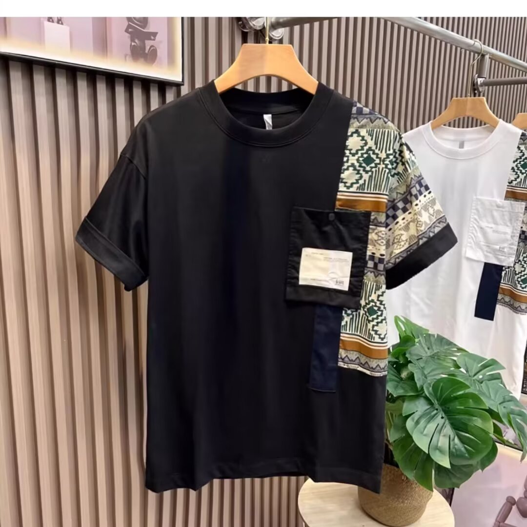 Men’s Slim Fit Patchwork T-Shirt | Summer Camouflage Style Tee