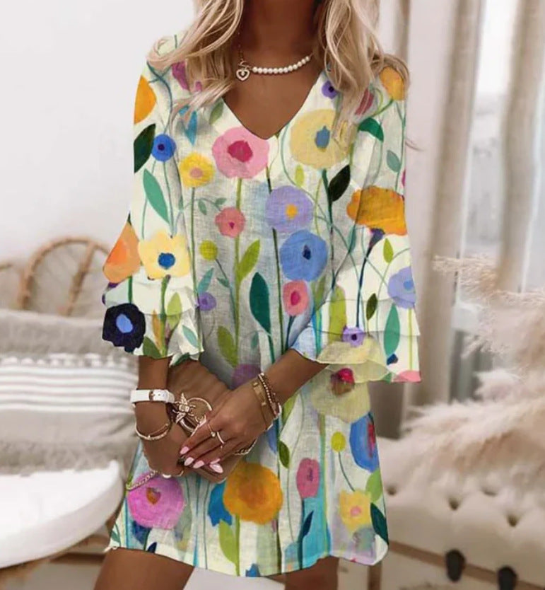 Sienna | 3D Floral Print Sleeveless Summer Dress