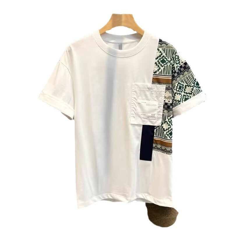 Men’s Slim Fit Patchwork T-Shirt | Summer Camouflage Style Tee