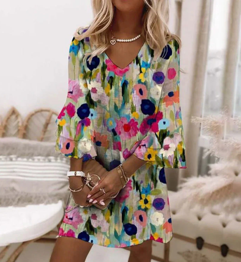Sienna | 3D Floral Print Sleeveless Summer Dress