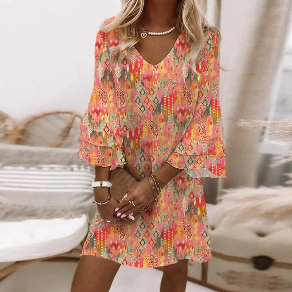Sienna | 3D Floral Print Sleeveless Summer Dress