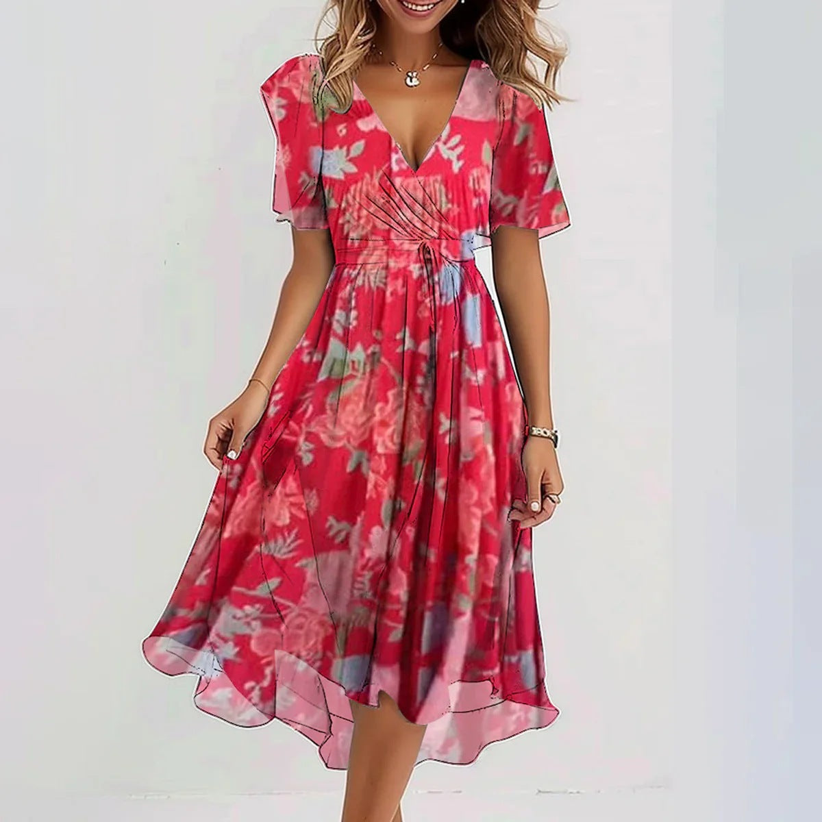Jessa | Floral Chiffon Summer Dress for Women