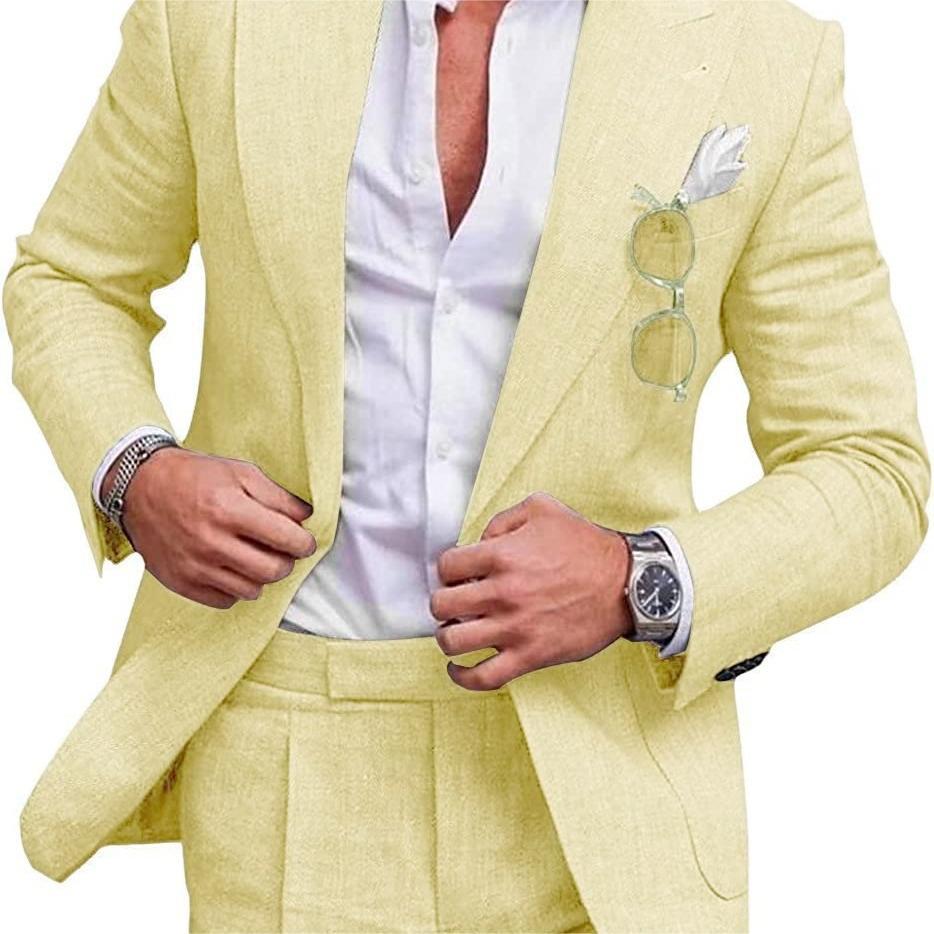 Damian | Men's Slim Fit Linen Two-Piece Suit Set