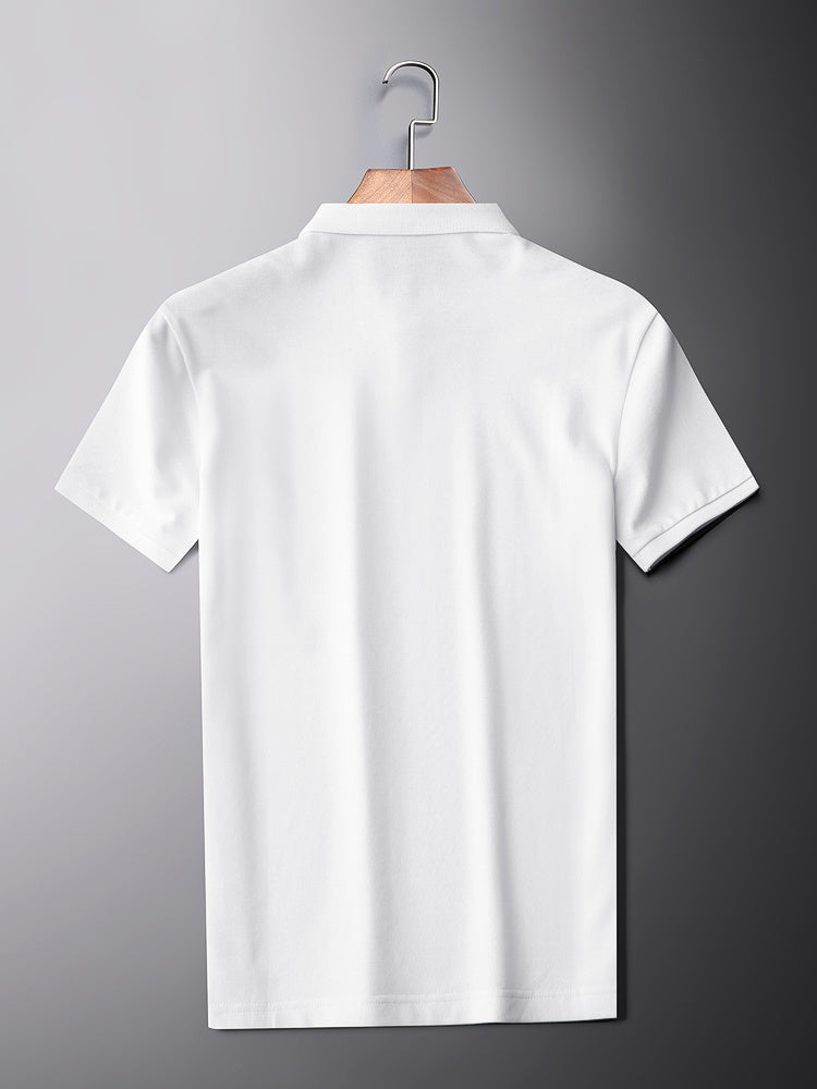 Men’s Colourblock Ice Silk Polo Shirt – Casual Cool Lapel Tee