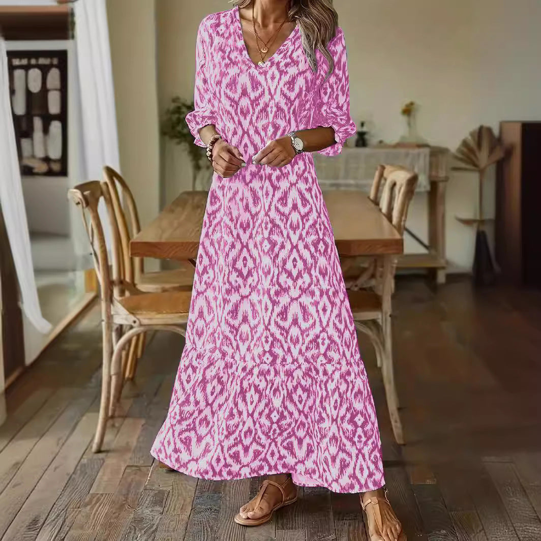 Averie | Bohemian Long Sleeve V-Neck Casual Dress
