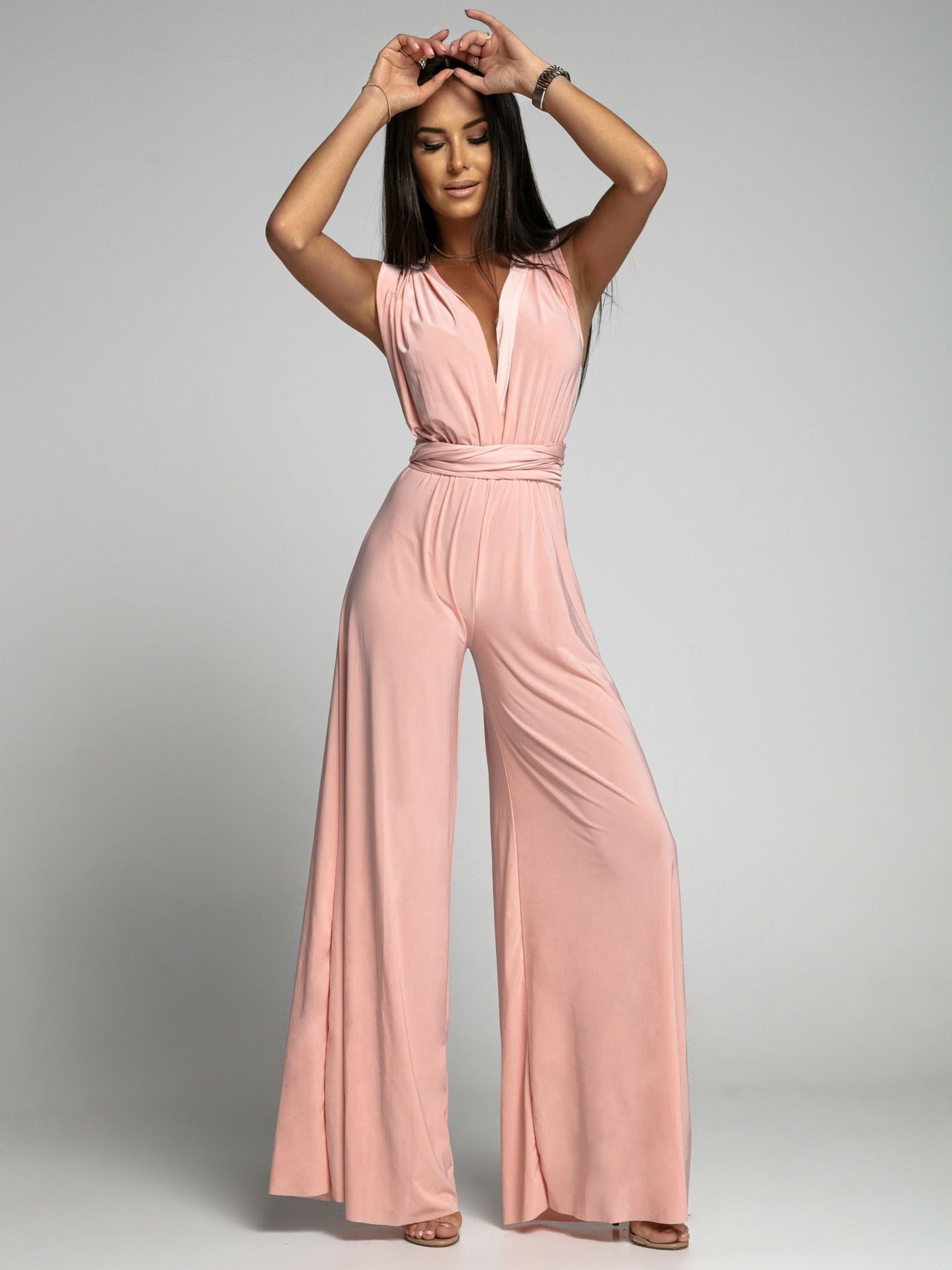 Harper | Elegant Sleeveless Wide-Leg V-Neck Jumpsuit – Backless Style