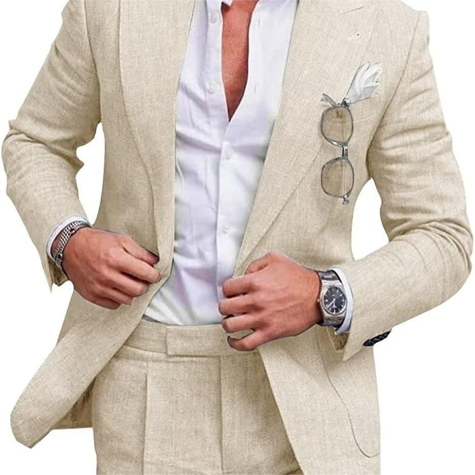 Damian | Men's Slim Fit Linen Two-Piece Suit Set