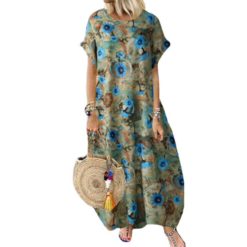 Joline | Round Neck Loose Fit Floral Dress for Women