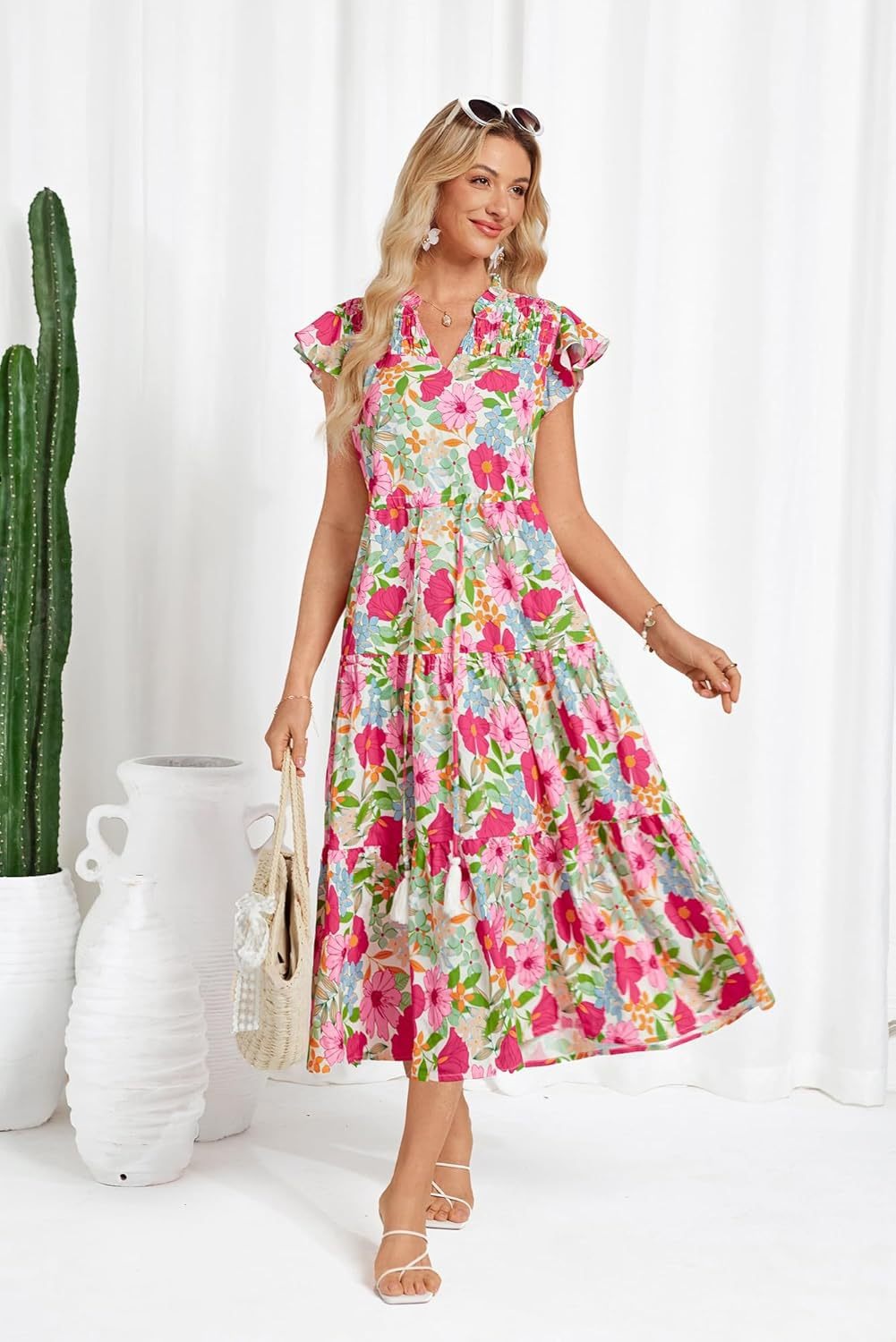 Victoria | Floral V-Neck Long Dress for Women