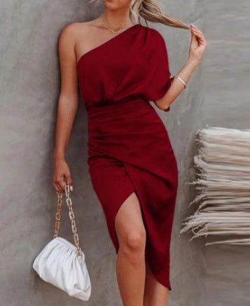 Rosana | One Shoulder Satin Bodycon Cocktail Dress for Women