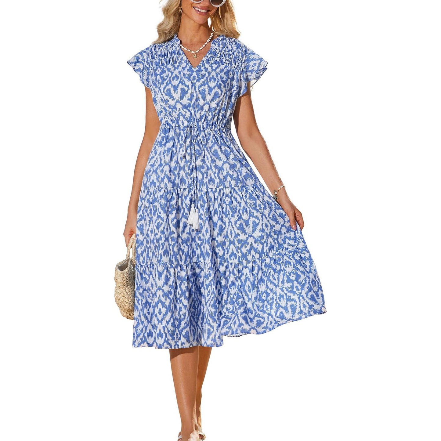 Victoria | Floral V-Neck Long Dress for Women