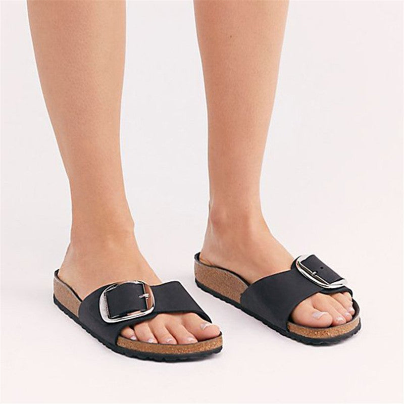 Aria | Buckled Slip-On Cork Sandals
