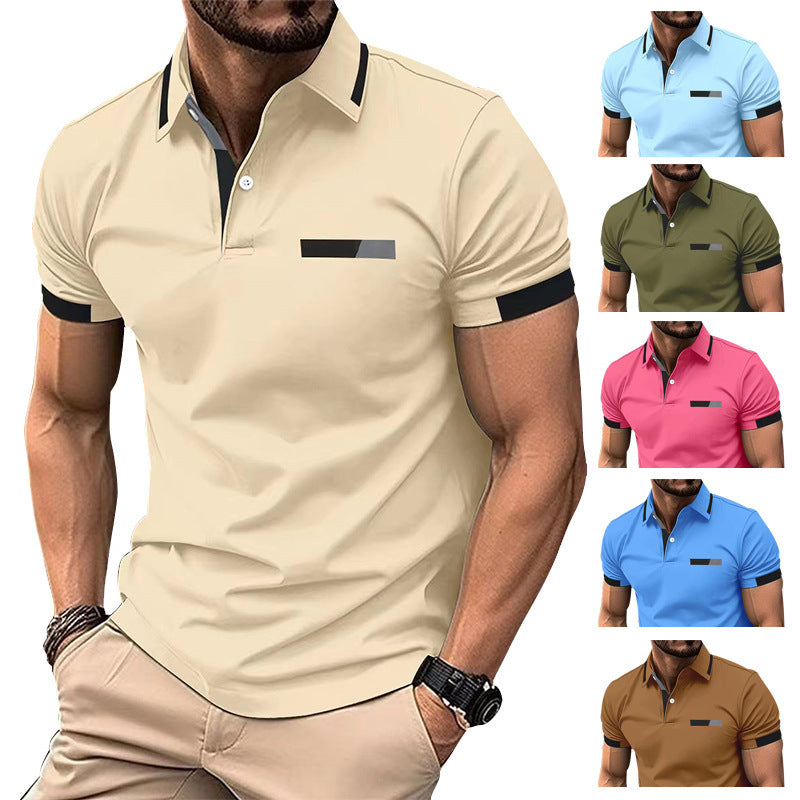 Men's Casual Polo Shirt with Faux Pocket | Summer Short Sleeve Tee