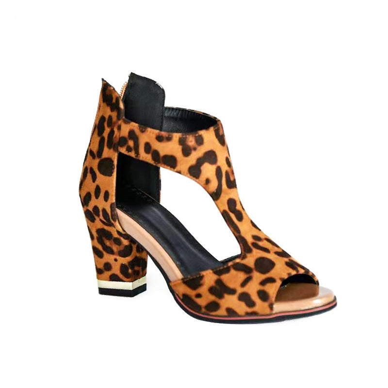 Women's Heel Peep Toe Sandals with Back Zip
