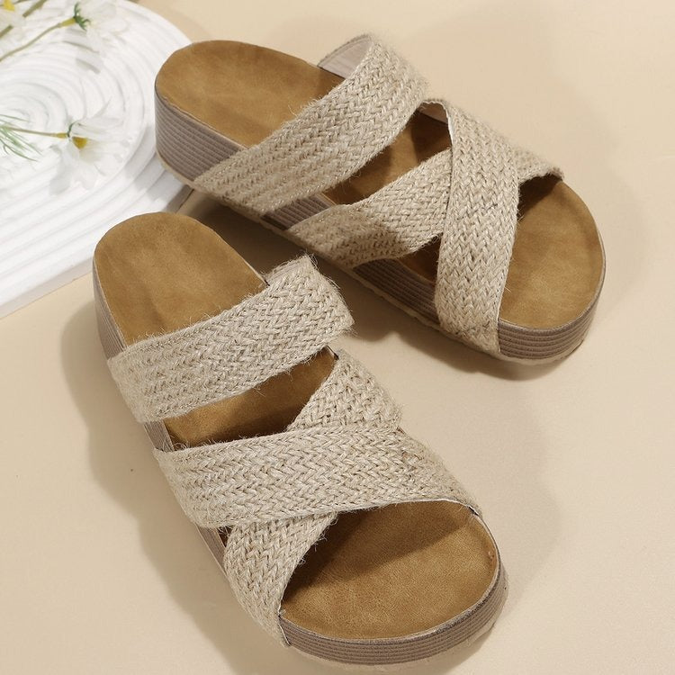 Ayla | Woven Cross-Strap Platform Sandals