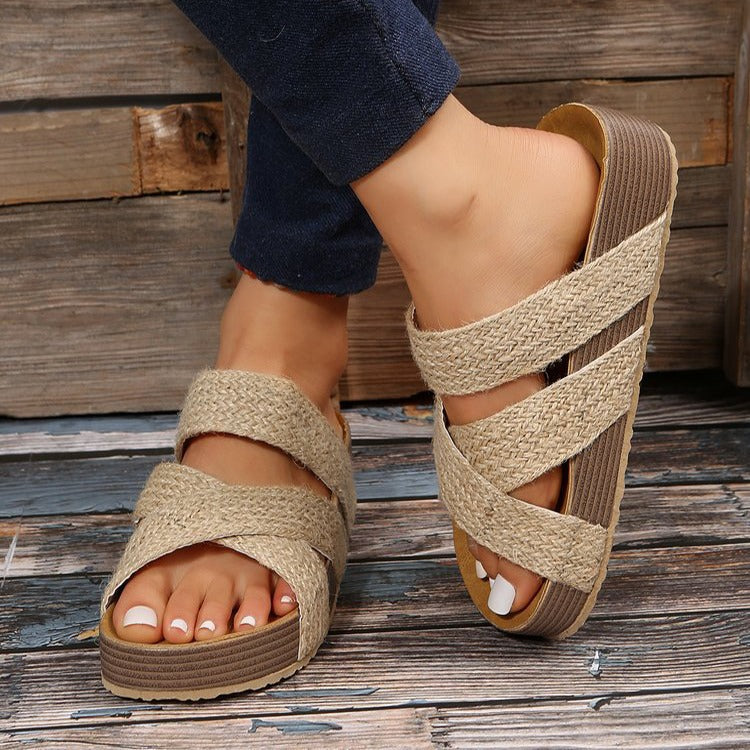 Ayla | Woven Cross-Strap Platform Sandals