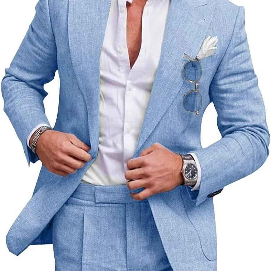 Damian | Men's Slim Fit Linen Two-Piece Suit Set