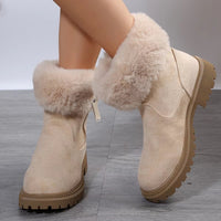 Warm Plush Boots Winter Side-Zipper Snow Boot For Women Outdoor Thickened Low-heelded Shoes