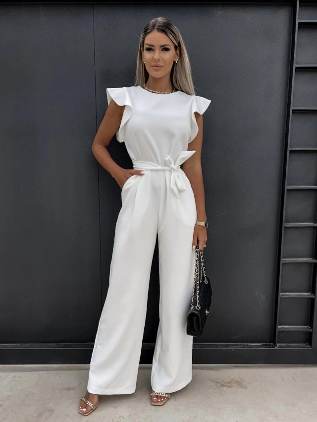 Helena™ | Jumpsuit mit Schmetterlingsärmeln und weitem Bein und Schnürung